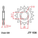 Lančanik prednji JT  JTF1536-16RB (520)16 zuba