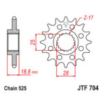 Lančanik prednji JT JTF704-17RB (525)17 zuba
