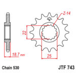 Lančanik prednji JT  JTF743-15 (530)15 zuba