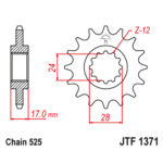Lančanik prednji JT JTF1371-15RB (525)15 zuba